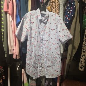 Denim & Flower Light Blue Flamingo Print Shirt